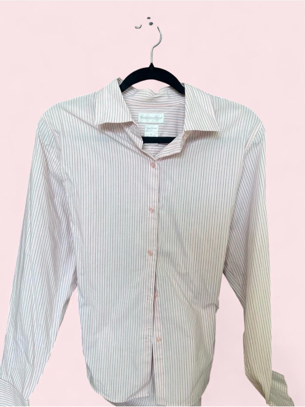 Worthington Light Pink and White Striped Dress Shirt